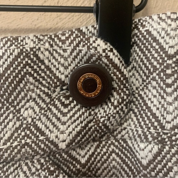 Tory Burch Xoona Skirt Tweed Herringbone Brown Cream Ivory Size 8 - Picture 4 of 11
